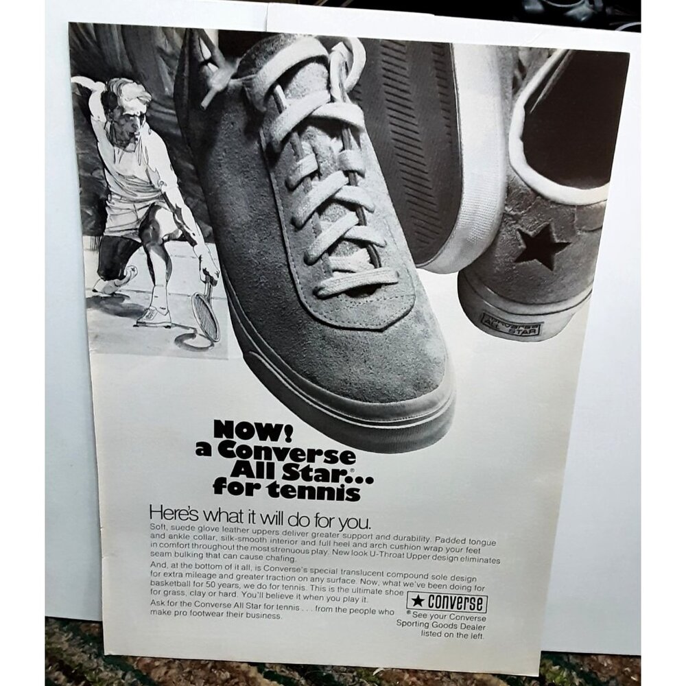 1971 Converse All Star Shoes Tennis Original Print Ad